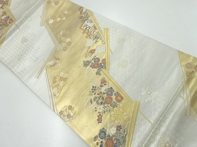 JAPANESE KIMONO / ANTIQUE FUKURO OBI / SILK / WOVEN TRADITIONAL PATTERN